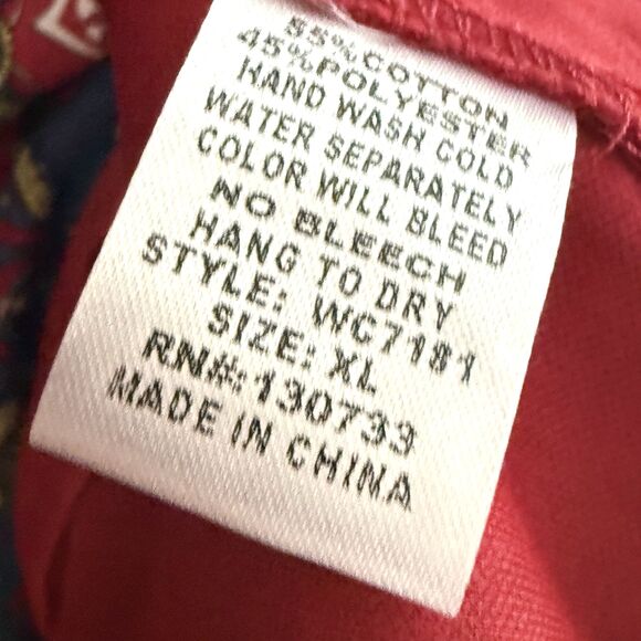 UMGEE Red Paisley Boho Tunic XL Relaxed Fit Tiered Flutter Sleeves Sheer Overlay - Picture 11 of 11